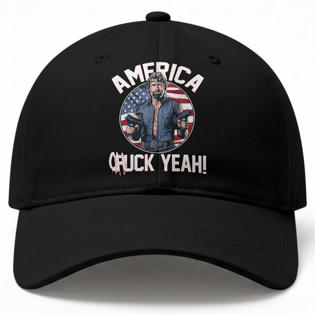 America Chuck Yeah Legendary Action Hero Baseball Cap Patriotic USA Flag Tribute 4th of July Freedom Humor TS02 Print Your Wear