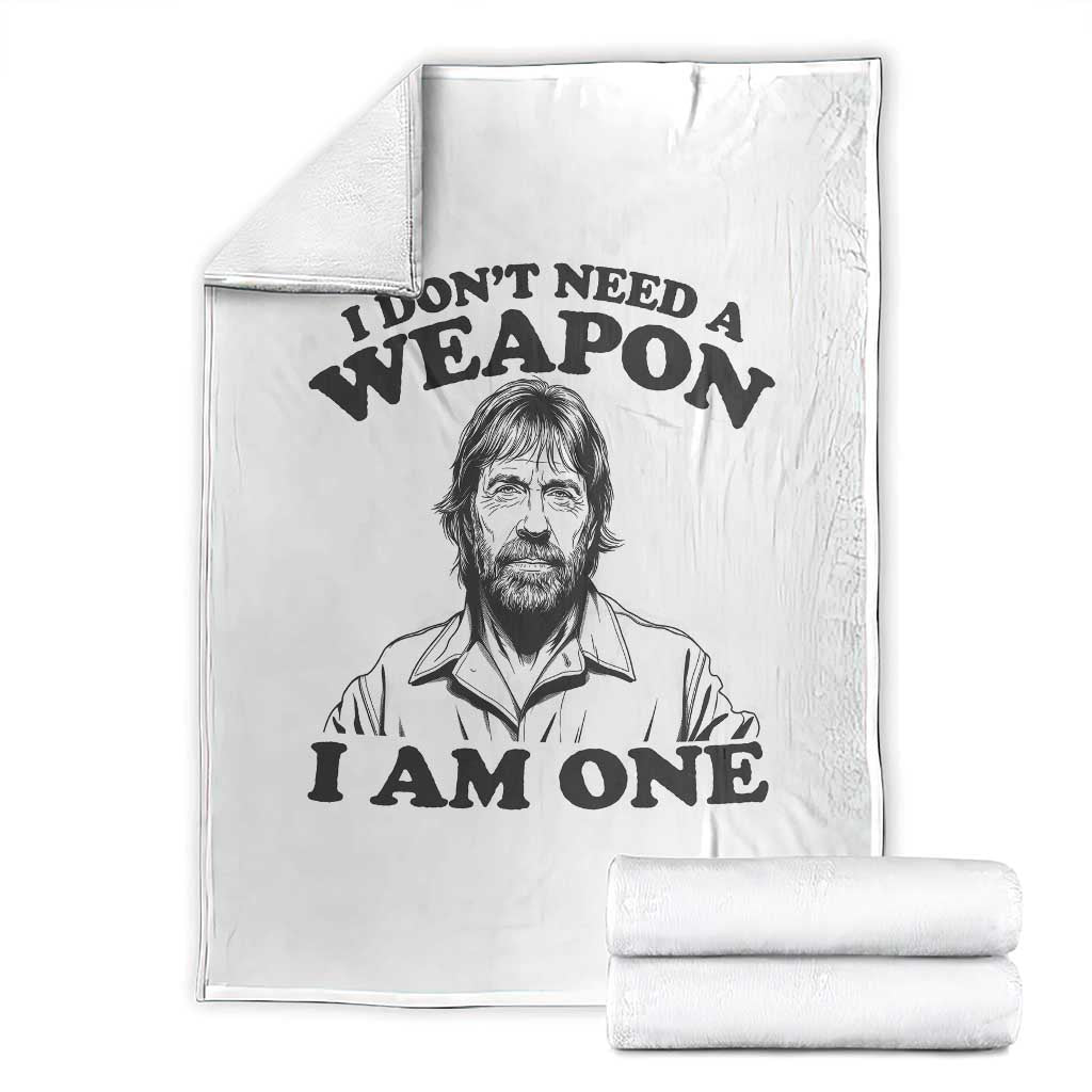 Funny Tough Guy Chuck Meme Throw Blanket I Dont Need a Weapon I Am One Retro Action Legend Parody TS02 White Print Your Wear