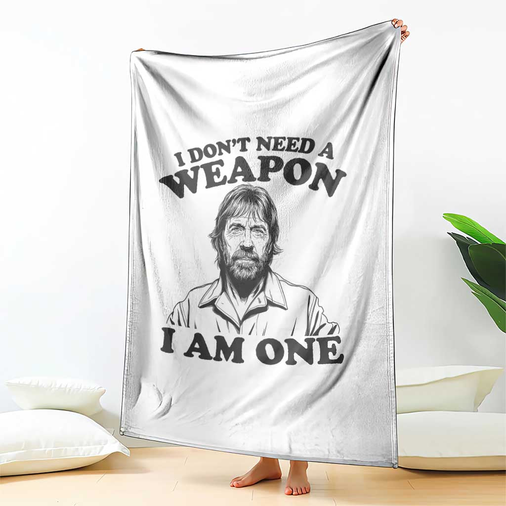 Funny Tough Guy Chuck Meme Throw Blanket I Dont Need a Weapon I Am One Retro Action Legend Parody TS02 Print Your Wear