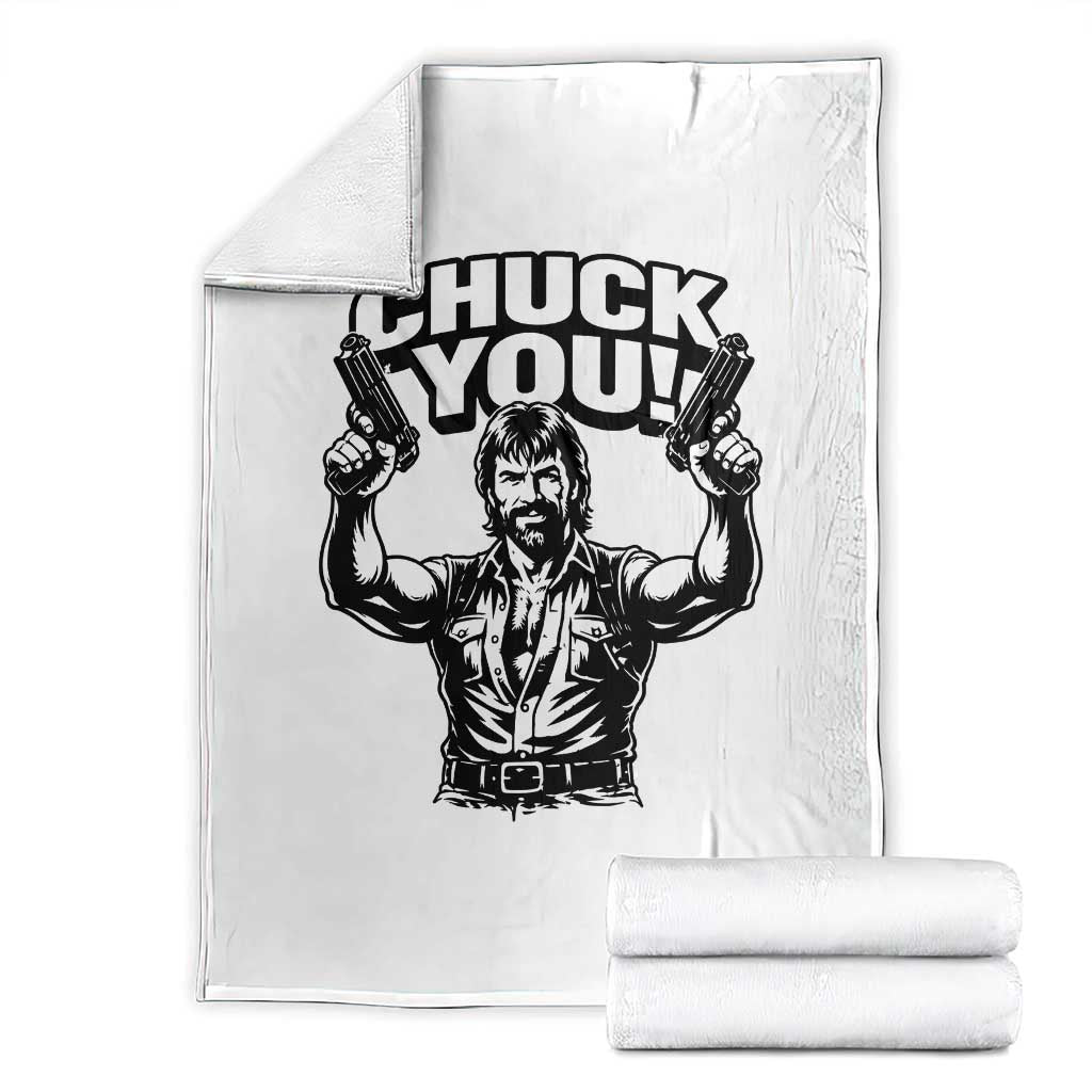 Chuck You Funny Action Legend Throw Blanket Tough Guy Meme Dual Guns Retro Humor for Patriotic Fans TS02 White Print Your Wear