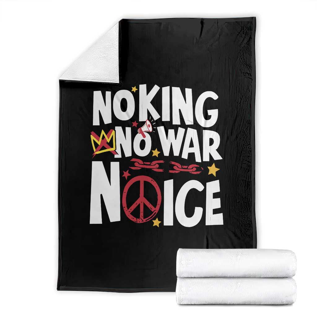 No Kings No Wars No Ice Bold Typography Throw Blanket Peace Symbol Anti War Activist Human Rights TS02 Black Print Your Wear