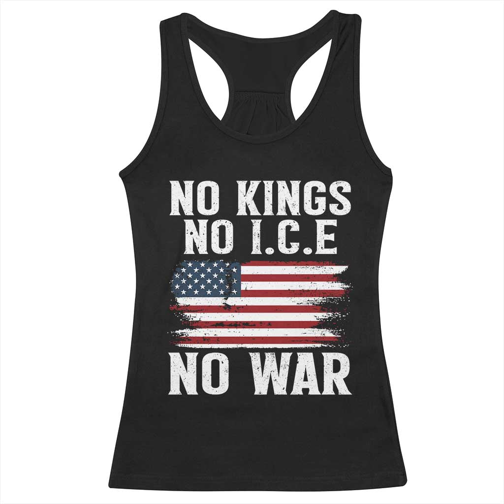 No Wars No Ice No Kings American Flag Racerback Tank Top Patriotic Protest Anti War Human Rights TS02 Black Print Your Wear