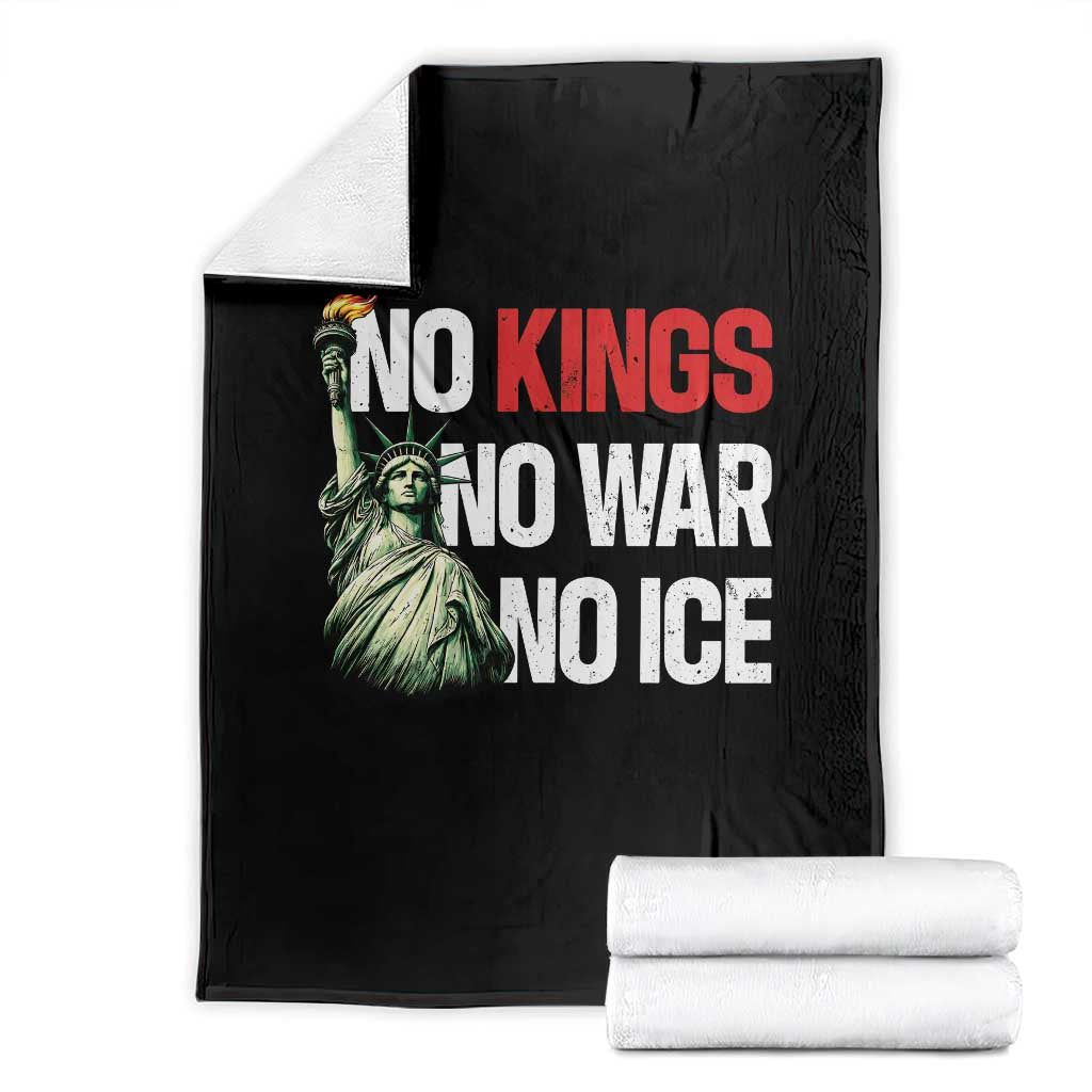 No Kings No Wars No Ice Statue of Liberty Throw Blanket American Flag Patriotic Protest Human Rights TS02 Black Print Your Wear