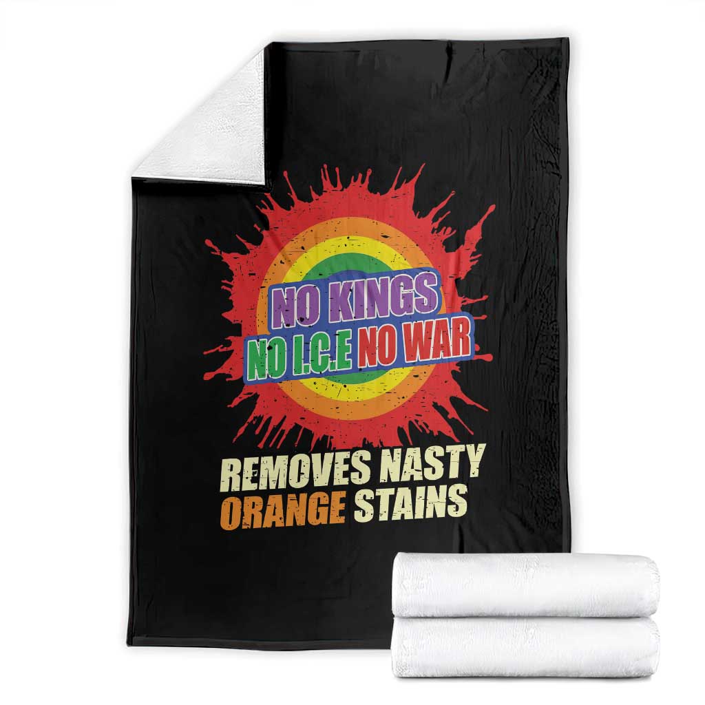 No Wars No Ice No Kings Retro Rainbow Throw Blanket Remove Nasty Orange Stains Protest Political Satire TS02 Black Print Your Wear