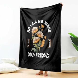 No Wars No ICE No Kings Floral Vintage Throw Blanket Retro Flower Peaceful Protest Statement TS02 Print Your Wear