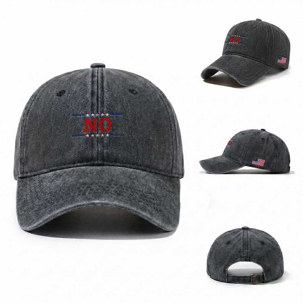 No Protest Patriotic Washed Cotton Baseball Cap Red White Blue Freedom Political Satire TS02 Washed Cap Universal Fit Dark Gray Print Your Wear