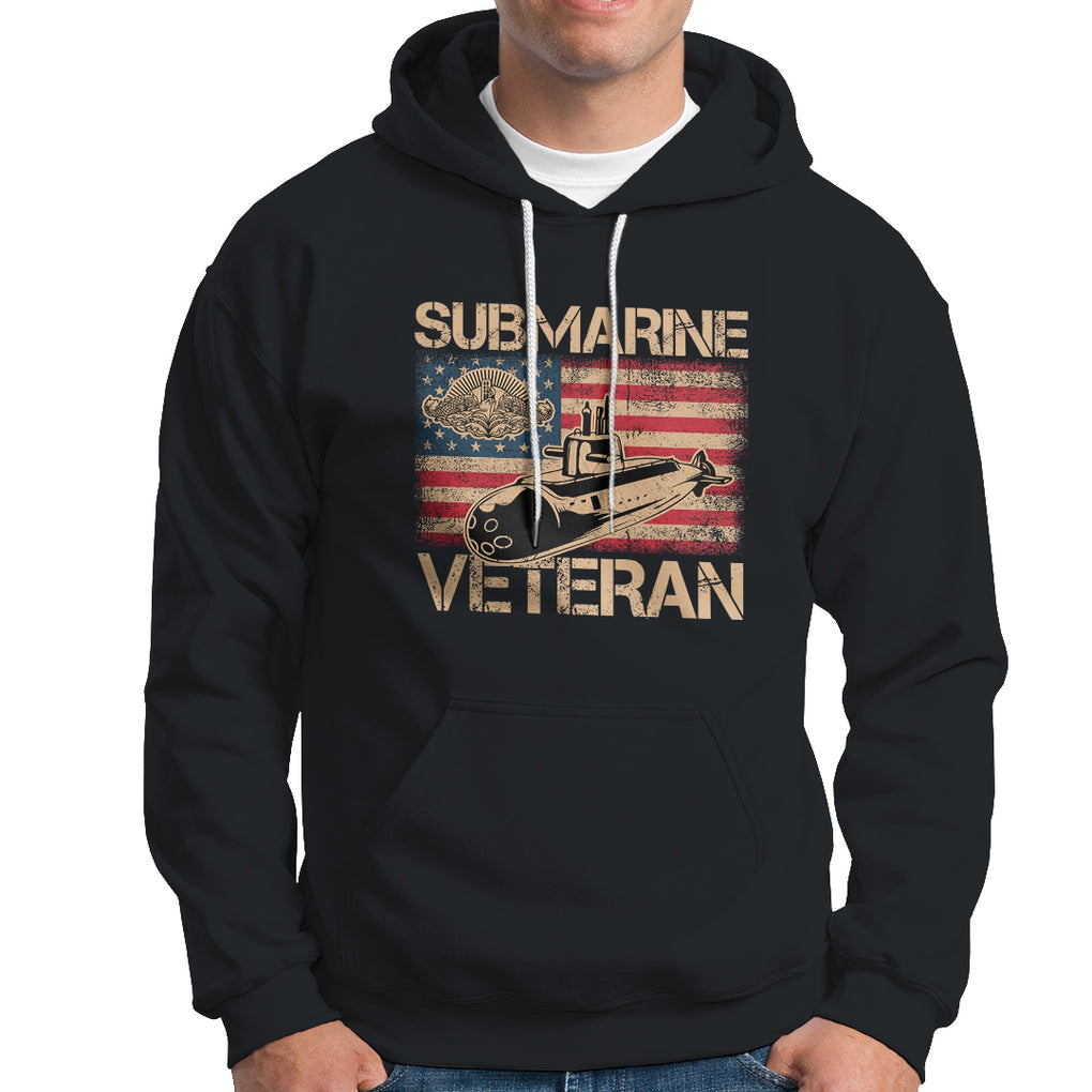 Navy Veteran Hoodie American Flag Submarine TS02 Dark Heather Printyourwear