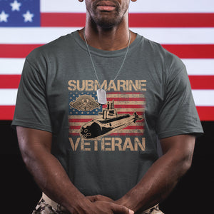 Navy Veteran T Shirt American Flag Submarine TS02 Printyourwear