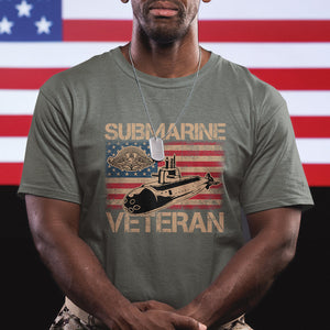 Navy Veteran T Shirt American Flag Submarine TS02 Printyourwear