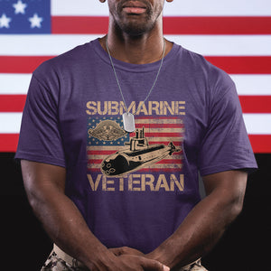 Navy Veteran T Shirt American Flag Submarine TS02 Printyourwear