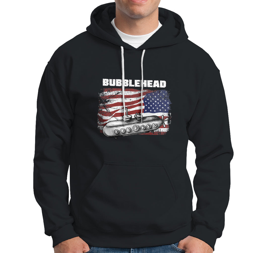 Navy Veteran Hoodie Bubblehead Submarine American Flag TS02 Dark Heather Printyourwear