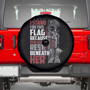 American Patriotic Spare Tire Cover I Stand For This Flag Because Our Heroes Rest Beneath Her TS02 Black Print Your Wear