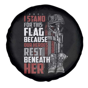 American Patriotic Spare Tire Cover I Stand For This Flag Because Our Heroes Rest Beneath Her TS02 Print Your Wear