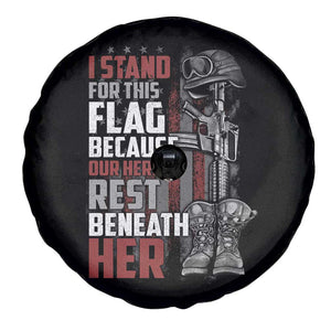 American Patriotic Spare Tire Cover I Stand For This Flag Because Our Heroes Rest Beneath Her TS02 Print Your Wear