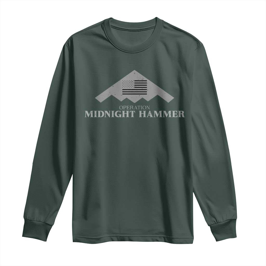 Operation Midnight Hammer Long Sleeve Shirt Stealth Patriot TS02 Dark Forest Green Print Your Wear
