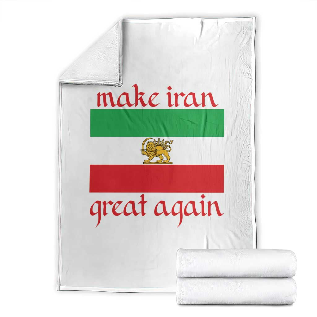 Make Iran Great Again Throw Blanket Vintage Lion and Sun Flag Patriotic Iranian Pride TS02 White Print Your Wear