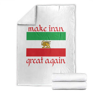 Make Iran Great Again Throw Blanket Vintage Lion and Sun Flag Patriotic Iranian Pride TS02 White Print Your Wear