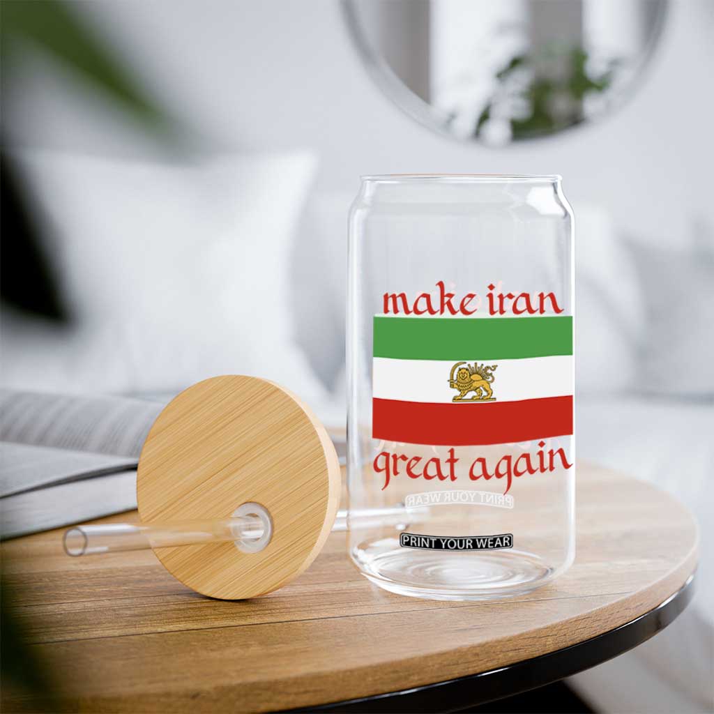 Make Iran Great Again Glass Can Vintage Lion and Sun Flag Patriotic Iranian Pride TS02 Print Your Wear