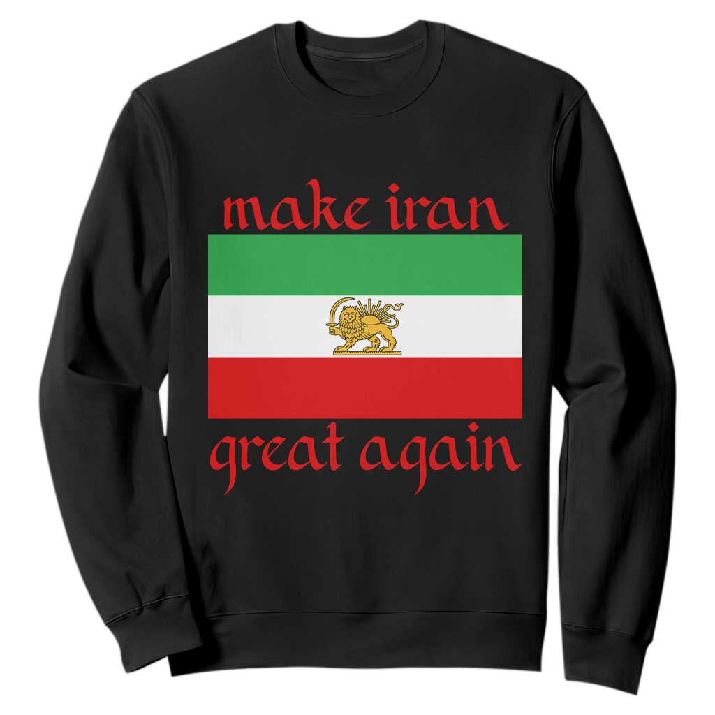 Make Iran Great Again Sweatshirt Vintage Lion and Sun Flag Patriotic Iranian Pride TS02 Black Print Your Wear