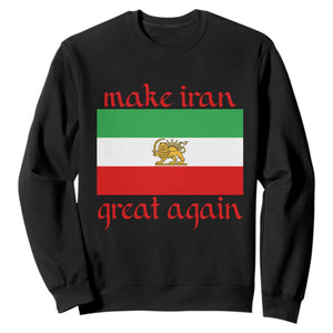 Make Iran Great Again Sweatshirt Vintage Lion and Sun Flag Patriotic Iranian Pride TS02 Black Print Your Wear