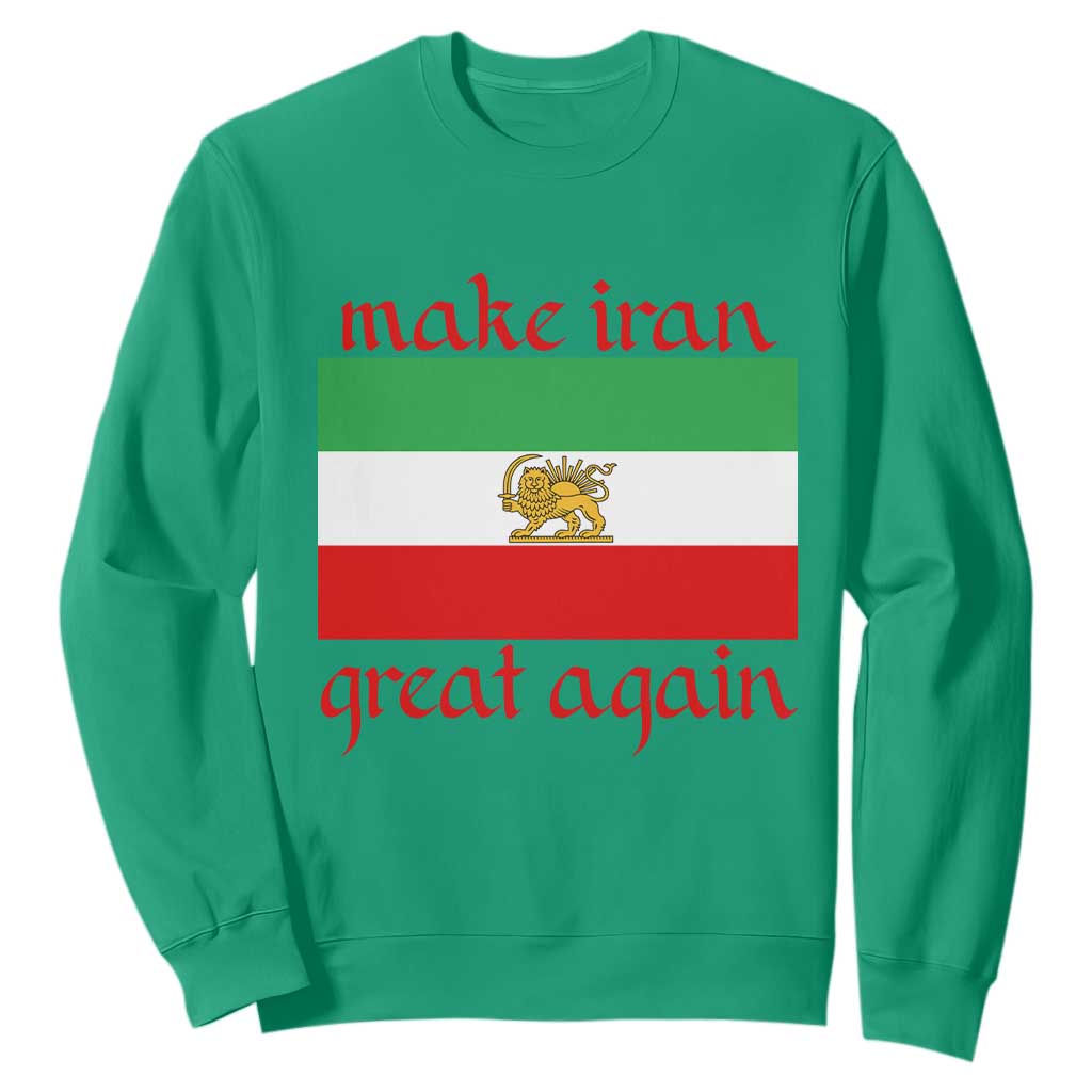 Make Iran Great Again Sweatshirt Vintage Lion and Sun Flag Patriotic Iranian Pride TS02 Irish Green Print Your Wear