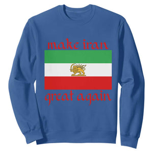 Make Iran Great Again Sweatshirt Vintage Lion and Sun Flag Patriotic Iranian Pride TS02 Royal Blue Print Your Wear