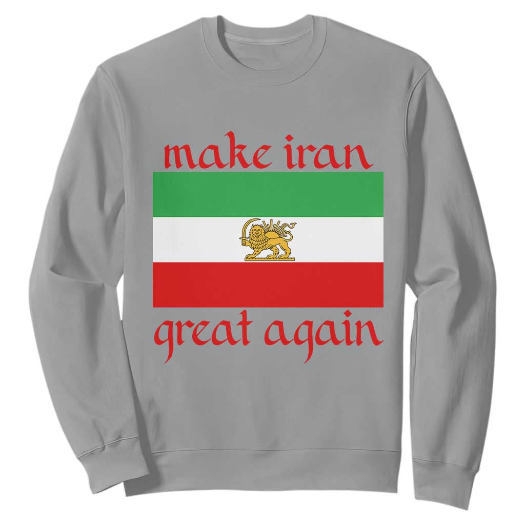 Make Iran Great Again Sweatshirt Vintage Lion and Sun Flag Patriotic Iranian Pride TS02 Sport Gray Print Your Wear