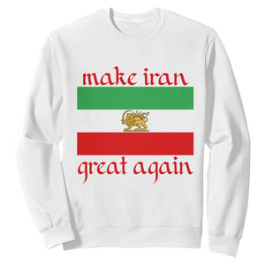 Make Iran Great Again Sweatshirt Vintage Lion and Sun Flag Patriotic Iranian Pride TS02 White Print Your Wear