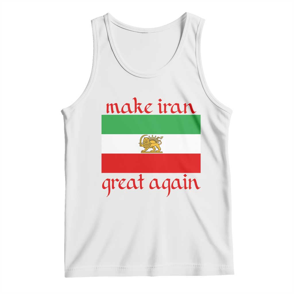 Make Iran Great Again Tank Top Vintage Lion and Sun Flag Patriotic Iranian Pride TS02 White Print Your Wear