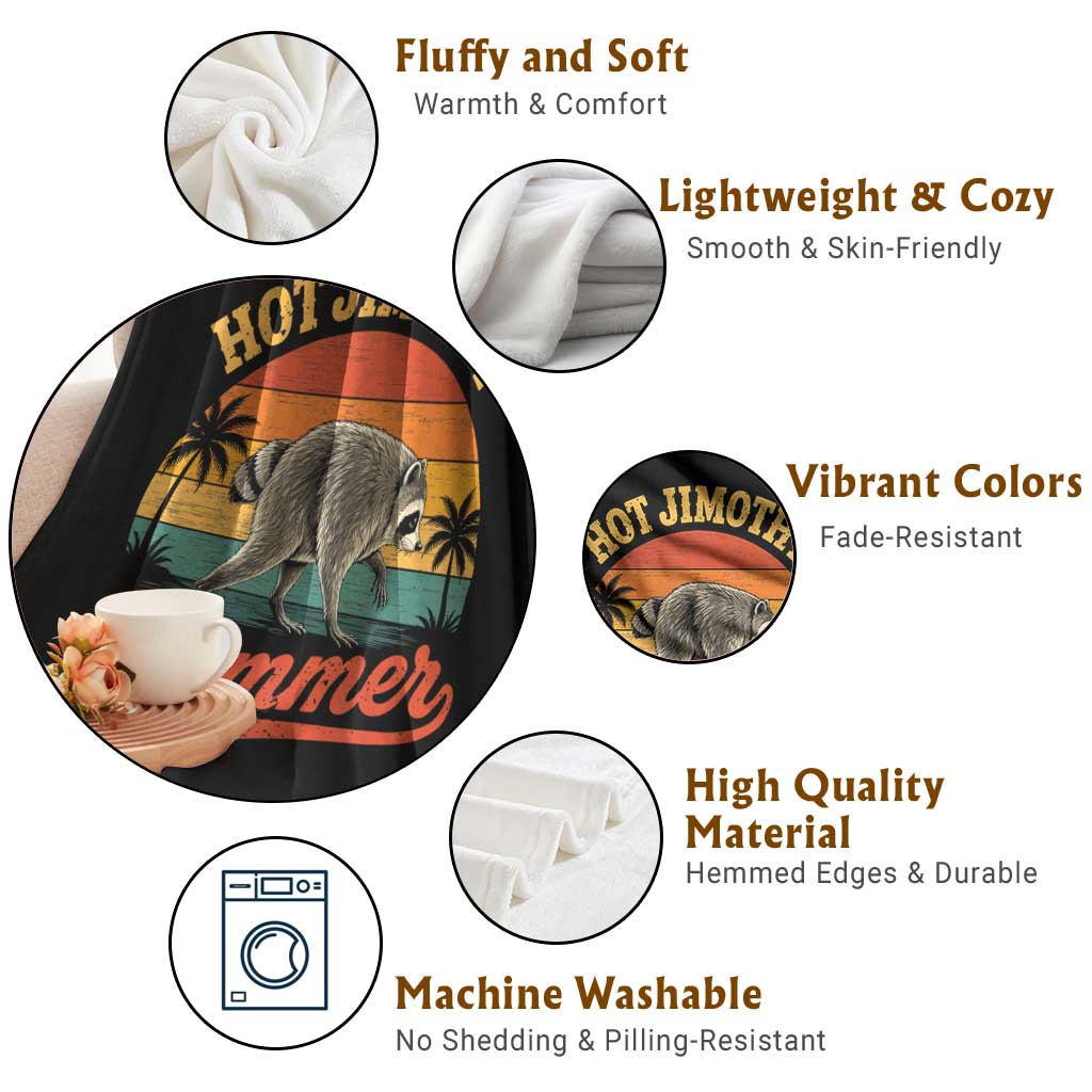 Hot Jimothy Summer Retro Sunset Beach Graphic Throw Blanket Funny Viral Seattle Raccoon Meme TS02 Print Your Wear