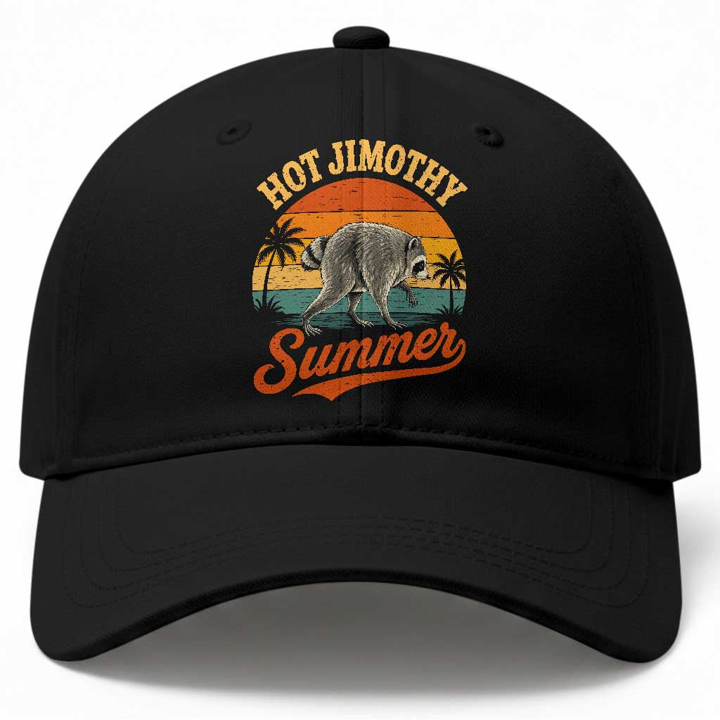 Hot Jimothy Summer Retro Sunset Beach Graphic Baseball Cap Funny Viral Seattle Raccoon Meme TS02 Print Your Wear