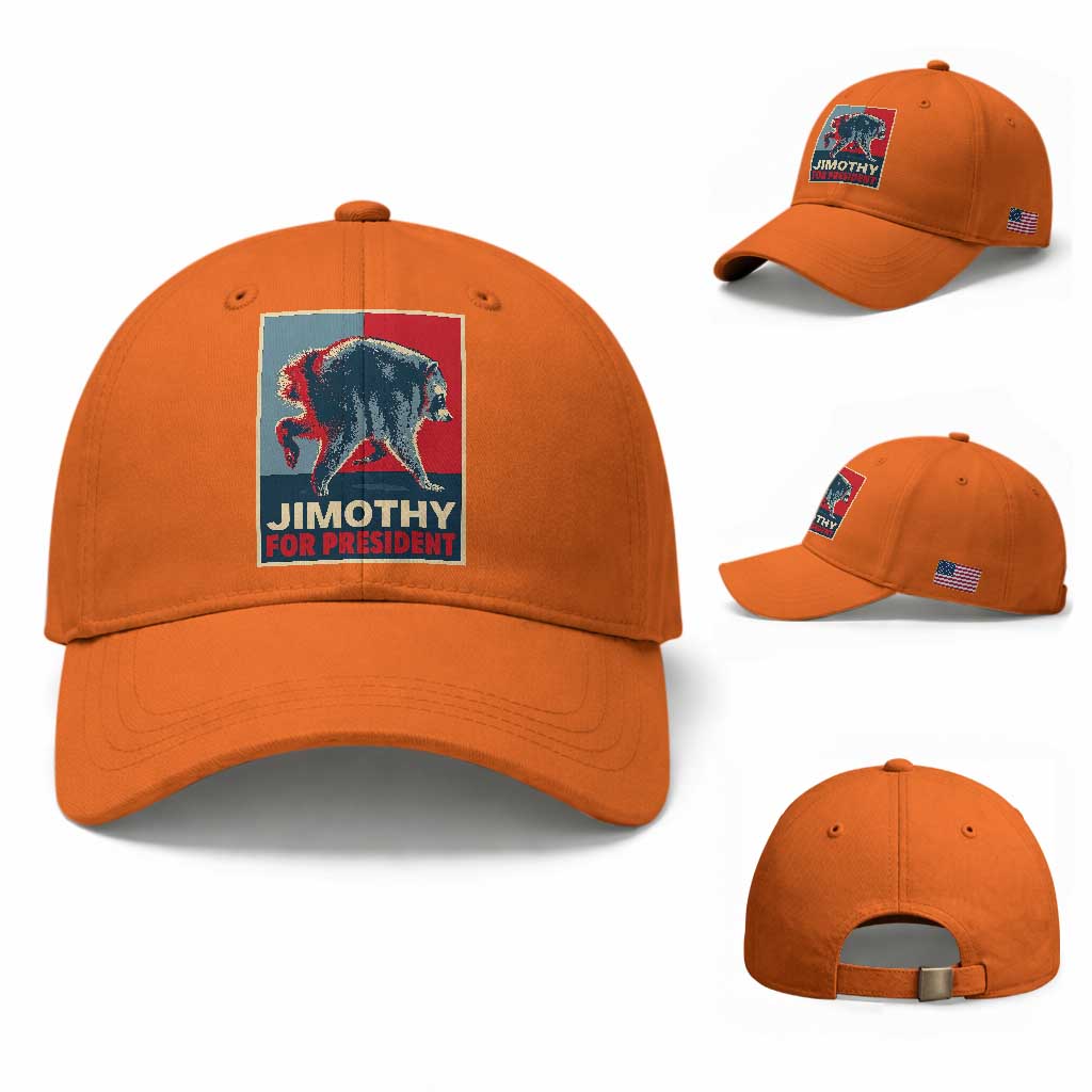 Jimothy For President Parody Baseball Cap Hope Style Viral Seattle Raccoon Graphic TS02 Baseball Cap Universal Fit Orange Print Your Wear