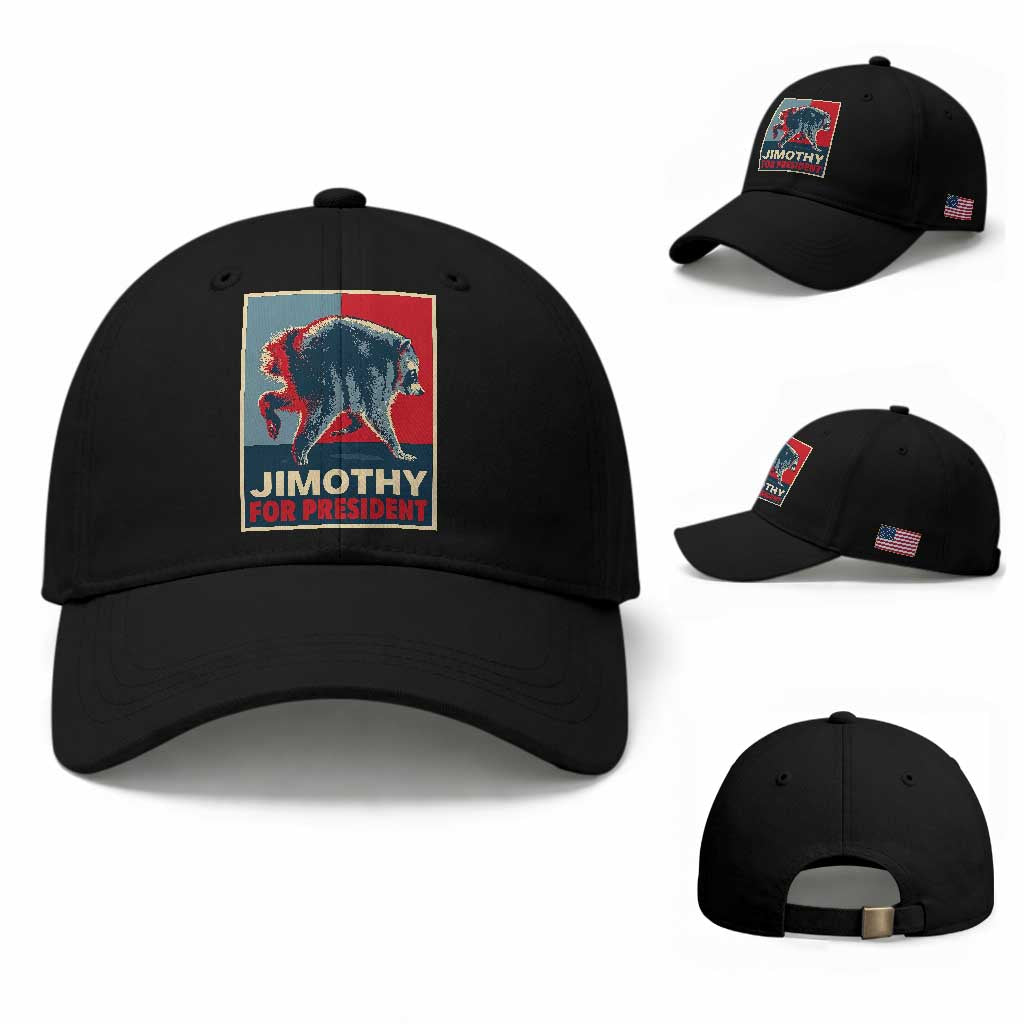 Jimothy For President Parody Baseball Cap Hope Style Viral Seattle Raccoon Graphic TS02 Baseball Cap Universal Fit Black Print Your Wear