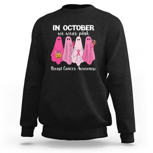 Breast Cancer Boo Sheet Sweatshirt In October We Wear Pink Ribbon Support TS02 Black Print Your Wear