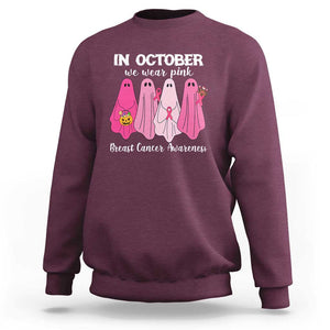 Breast Cancer Boo Sheet Sweatshirt In October We Wear Pink Ribbon Support TS02 Maroon Print Your Wear