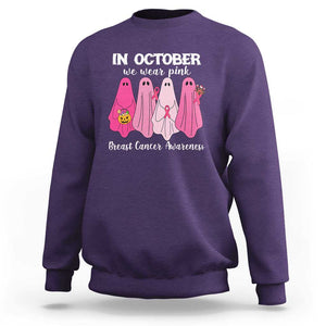 Breast Cancer Boo Sheet Sweatshirt In October We Wear Pink Ribbon Support TS02 Purple Print Your Wear