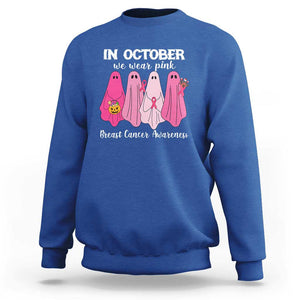 Breast Cancer Boo Sheet Sweatshirt In October We Wear Pink Ribbon Support TS02 Royal Blue Print Your Wear