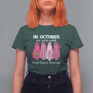 Breast Cancer Boo Sheet T Shirt For Women In October We Wear Pink Ribbon Support TS02 Dark Forest Green Print Your Wear