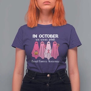 Breast Cancer Boo Sheet T Shirt For Women In October We Wear Pink Ribbon Support TS02 Purple Print Your Wear