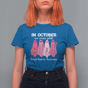 Breast Cancer Boo Sheet T Shirt For Women In October We Wear Pink Ribbon Support TS02 Royal Blue Print Your Wear