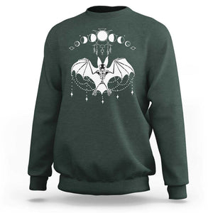 Halloween Bat Sweatshirt Stay Spooky Witchy Celestial Dark Academia TS02 Dark Forest Green Print Your Wear