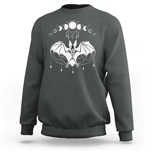 Halloween Bat Sweatshirt Stay Spooky Witchy Celestial Dark Academia TS02 Dark Heather Print Your Wear