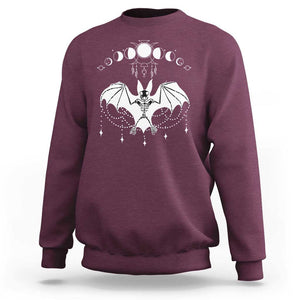 Halloween Bat Sweatshirt Stay Spooky Witchy Celestial Dark Academia TS02 Maroon Print Your Wear