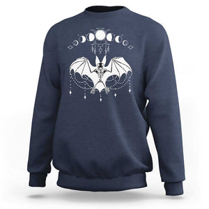 Halloween Bat Sweatshirt Stay Spooky Witchy Celestial Dark Academia TS02 Navy Print Your Wear