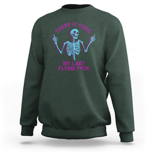 Funny Skeleton Sweatshirt There It Goes My Last Flying F*ck Middle Finger Sarcasm TS02 Dark Forest Green Printyourwear