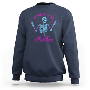 Funny Skeleton Sweatshirt There It Goes My Last Flying F*ck Middle Finger Sarcasm TS02 Navy Printyourwear