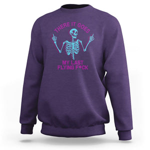 Funny Skeleton Sweatshirt There It Goes My Last Flying F*ck Middle Finger Sarcasm TS02 Purple Printyourwear