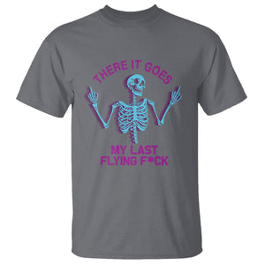 Funny Skeleton T Shirt There It Goes My Last Flying F*ck Middle Finger Sarcasm TS02 Charcoal Printyourwear