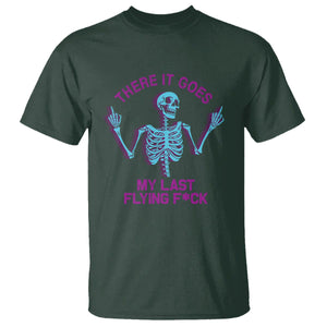 Funny Skeleton T Shirt There It Goes My Last Flying F*ck Middle Finger Sarcasm TS02 Dark Forest Green Printyourwear