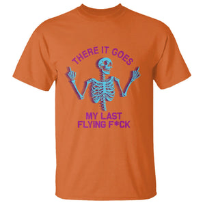 Funny Skeleton T Shirt There It Goes My Last Flying F*ck Middle Finger Sarcasm TS02 Orange Printyourwear